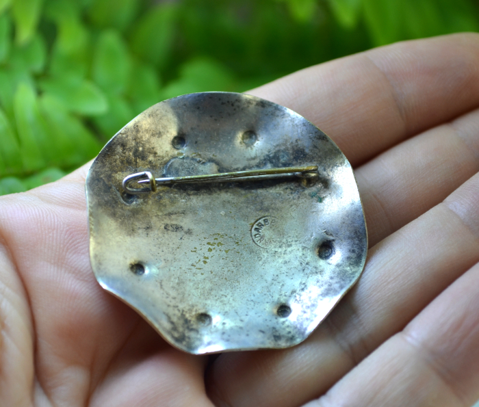 Brosa argint Mid-Century, texturata prin martelare [3]