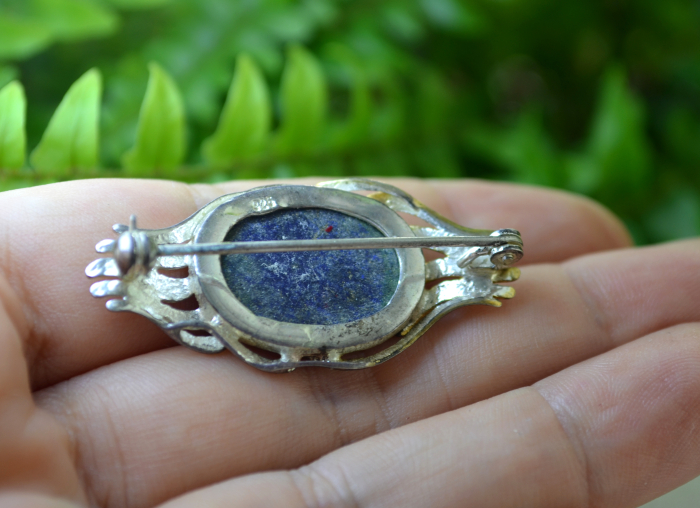 Brosa argint modernista, Lapis lazuli si elemente aurite [2]