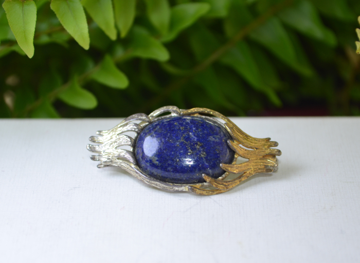 Brosa argint modernista, Lapis lazuli si elemente aurite [3]