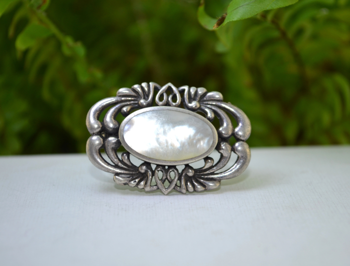 Brosa argint norvegiana, decorata sidef [4]