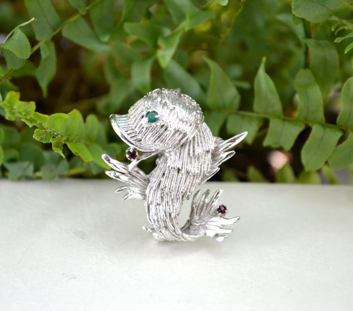 Brosa argint rodiat vintage model Peste exotic mitic mythical fish baroc atelier italian [2]