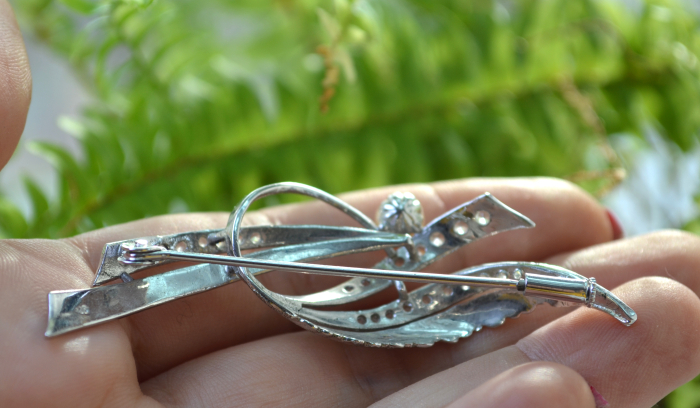 Brosa argint rodiat vintage, perla si cristale CZ A Vintage Collection [3]