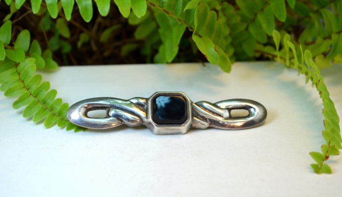 Brosa argint scandinava onix design modernist semnata designer danez ND Norsk Design [2]