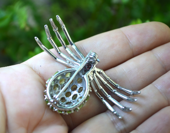 Brosa argint Spider, peridot si granate [3]