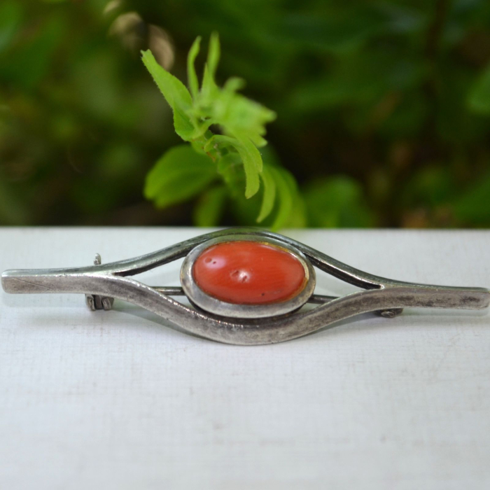Brosa argint veche Art Deco cu coral de Sardinia A Vintage Collection [4]