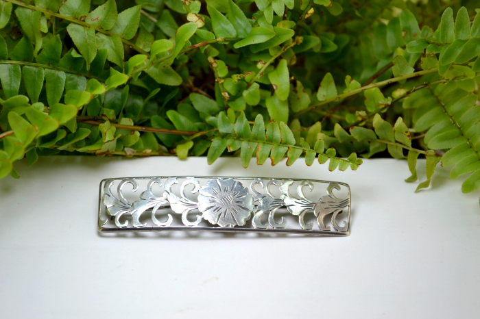 Brosa argint veche antica interbelica design floral Jugendstil art nouveau lucrata manual [4]