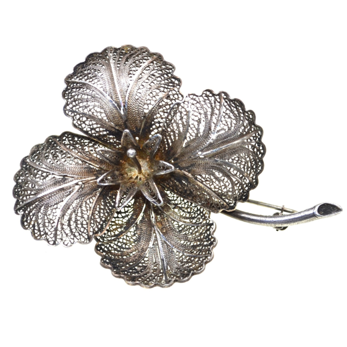Brosa argint veche in filigran, Floare [1]