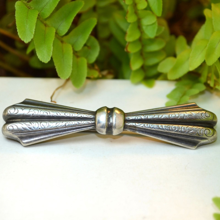 Brosa din argint veche antica interbelica model Funda art nouveau jugendstil [4]