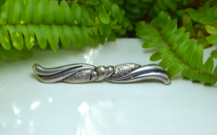 Brosa argint veche, model Funda, Art Nouveau [4]