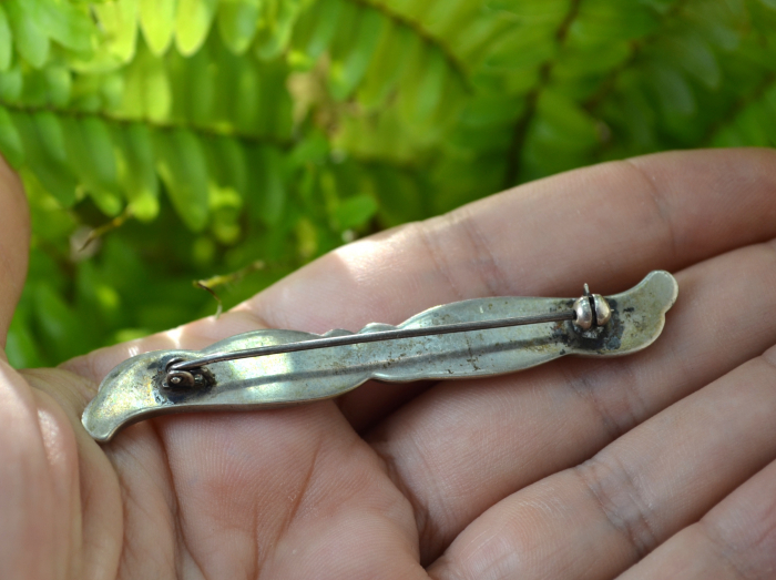 Brosa argint veche, model Funda, Art Nouveau [3]