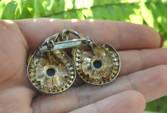 Brosa argint veche, Opale naturale, Jugendstil [3]