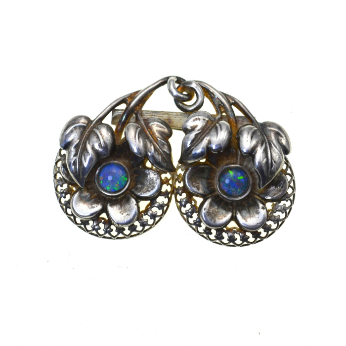 Brosa argint veche, Opale naturale, Jugendstil [1]