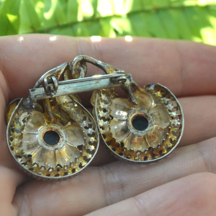 Brosa argint veche, Opale naturale, Jugendstil [3]