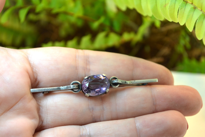 Brosa argint veche scandinava, ametist [2]