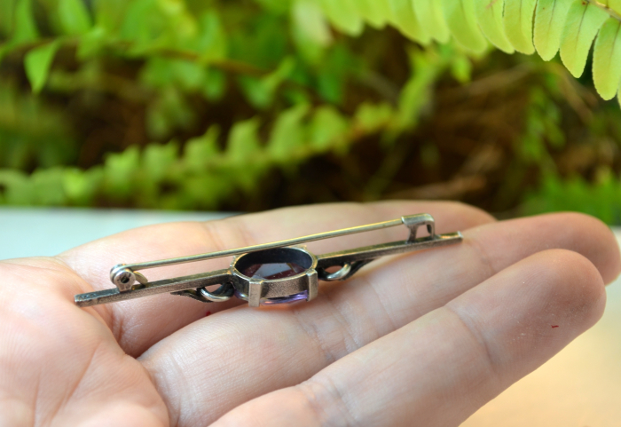 Brosa argint veche scandinava, ametist [3]