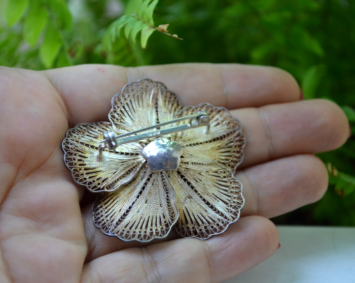 Brosa argint vermeil, perla si filigran [3]