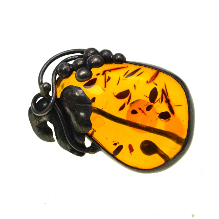 Brosa argint vintage, chihlimbar Marea Baltica [1]