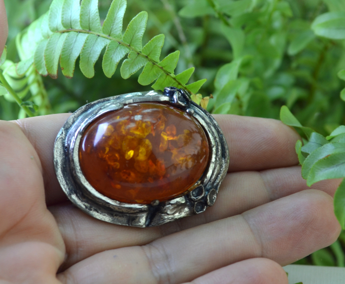 Brosa argint vintage, chihlimbar natural, atelier german [2]