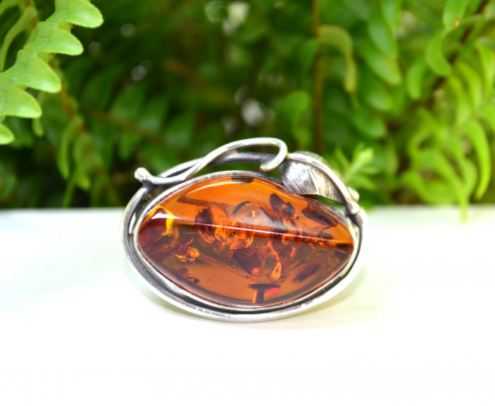 Brosa argint vintage, chihlimbar natural Marea Baltica [4]