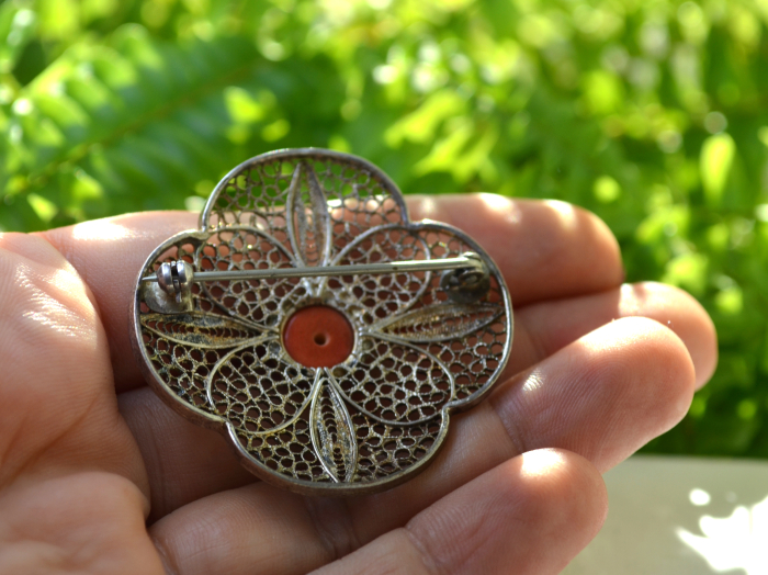 Brosa argint vintage, Coral rosu [3]