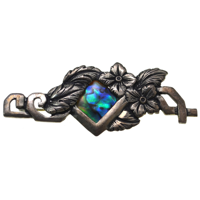 Brosa argint vintage decorata cu scoica Abalone Paua [1]