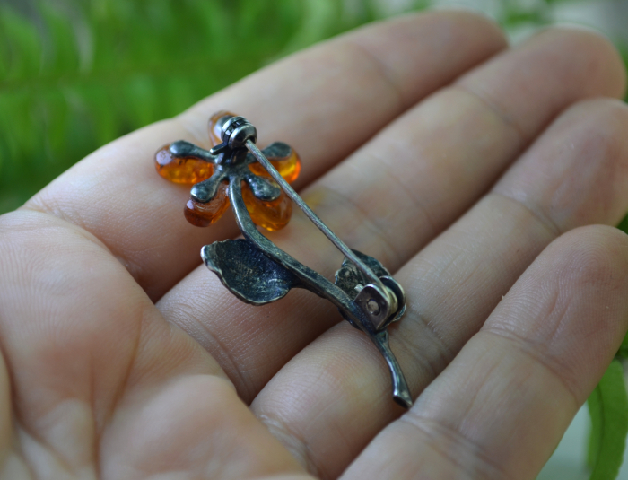 Brosa argint vintage, Floare, chihlimbar baltic A Vintage Collection [3]