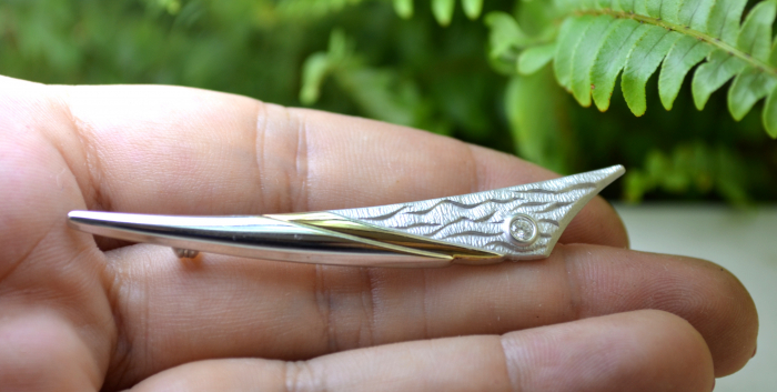 Brosa argint vintage modernista, Rock Crystal [2]