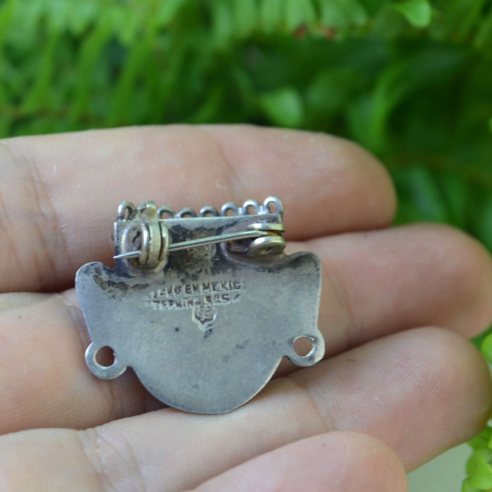 Brosa argint vintage, masca luptator aztec [3]