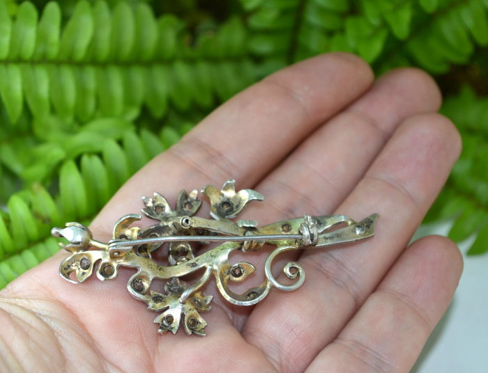 Brosa argint vintage model Buchet de flori  Crystal CZ like Diamond [4]