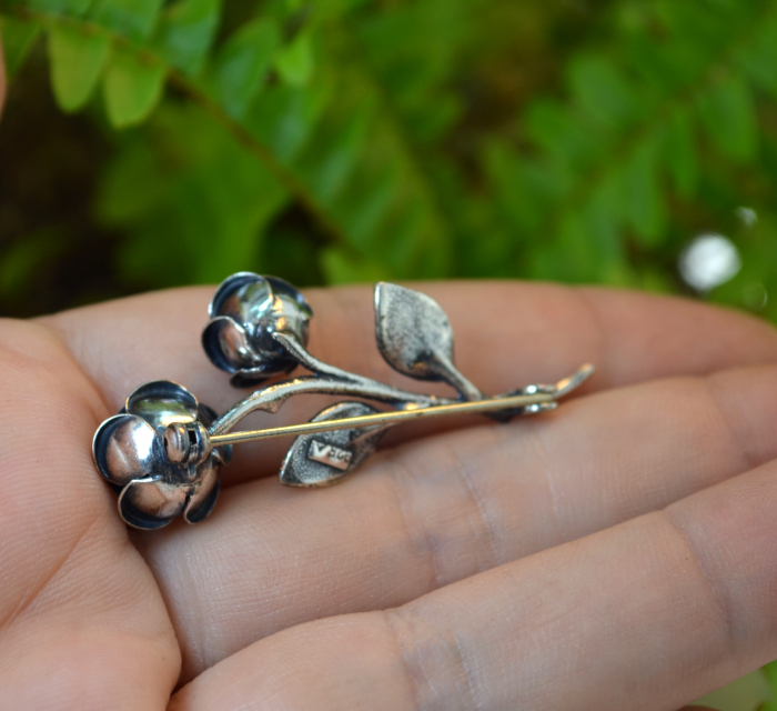 brosa argint vintage, model trandafir semnat Teka [4]