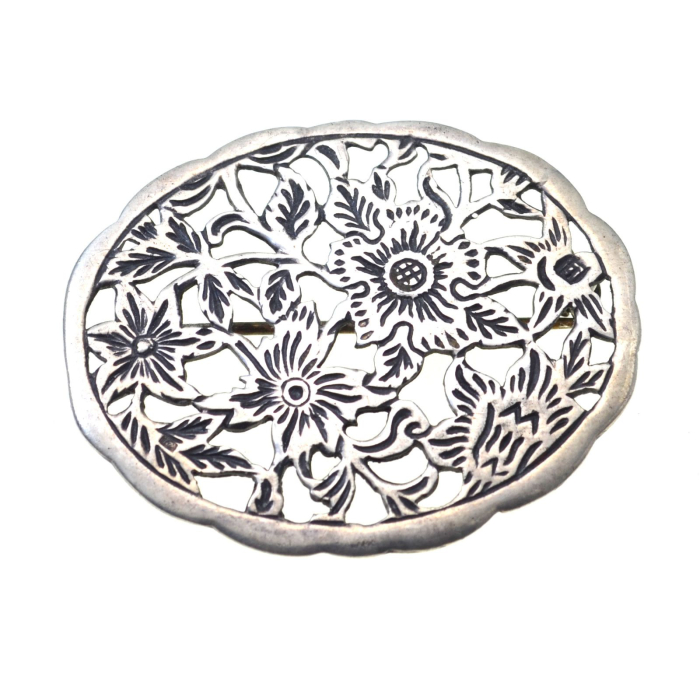 Brosa argint vintage Old Dutch design floral A Vintage Collection [1]