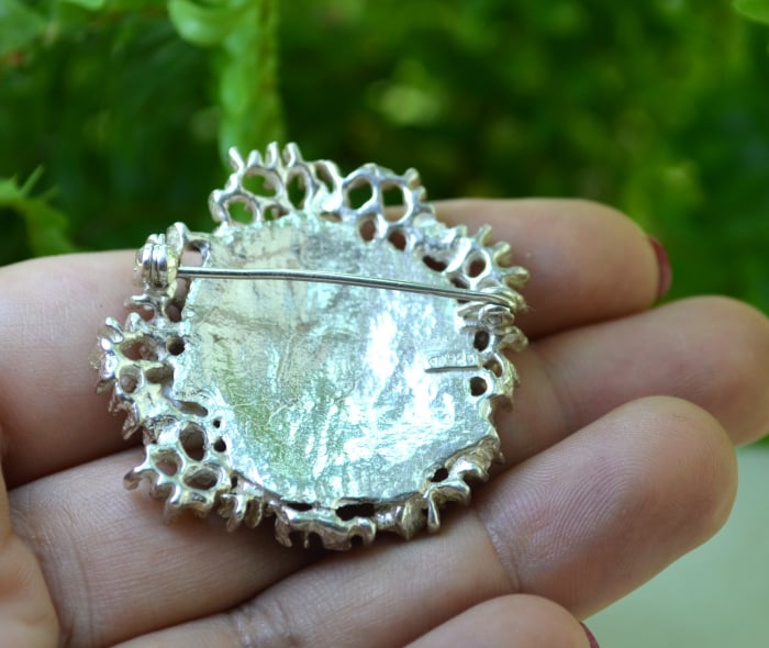 Brosa argint vintage, perla, design scandinav [3]