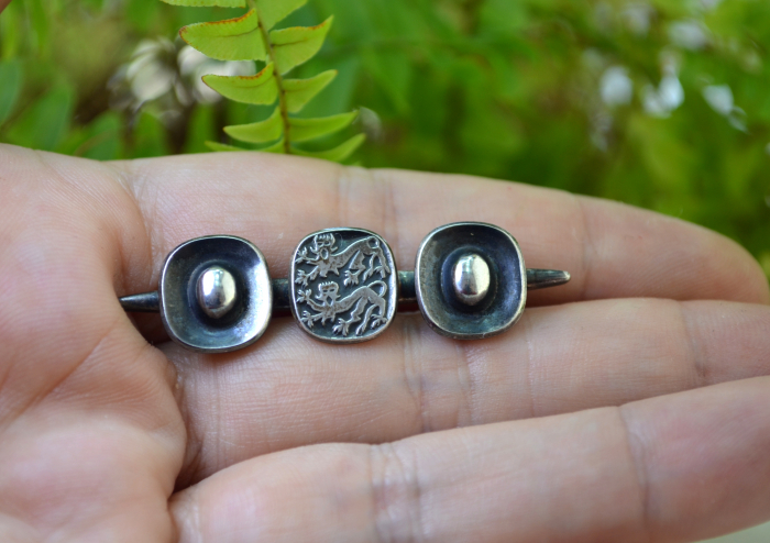 Brosa argint vintage, stema heraldica "Lions" [2]