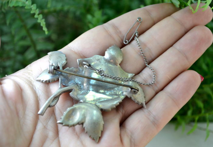 Brosa din argint interbelica model Trandafir marcasite [3]