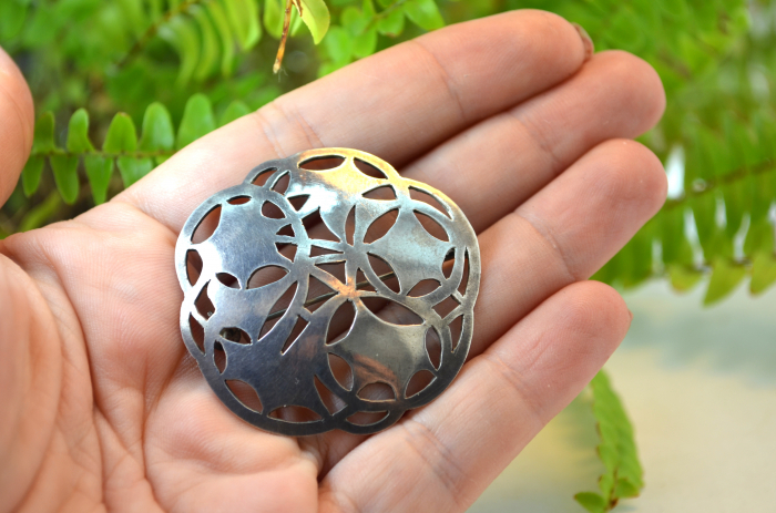 Brosa din argint veche interbelica design floral stilizat art deco art nouveau [3]