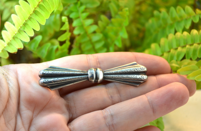 Brosa din argint veche antica interbelica model Funda art nouveau jugendstil [2]