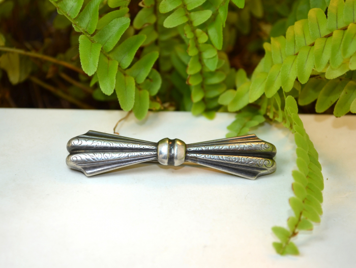 Brosa din argint veche antica interbelica model Funda art nouveau jugendstil [4]