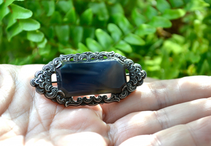 Brosa interbelica argint Sardonyx maniera Jugendstil atelier german [2]