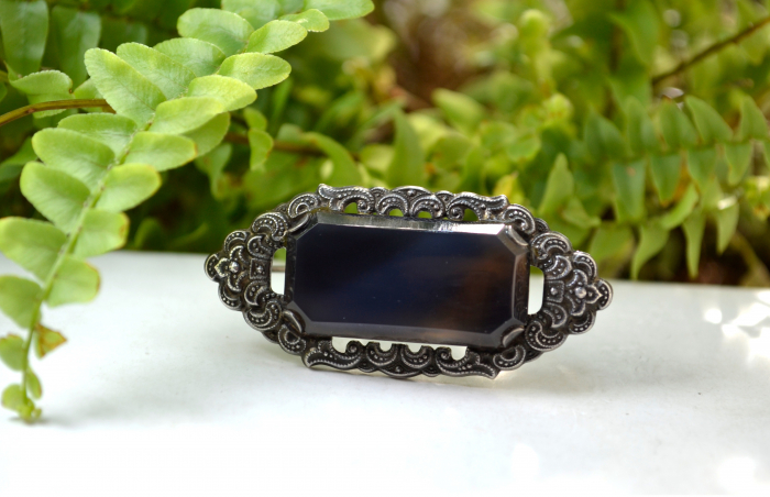 Brosa interbelica argint Sardonyx maniera Jugendstil atelier german [4]