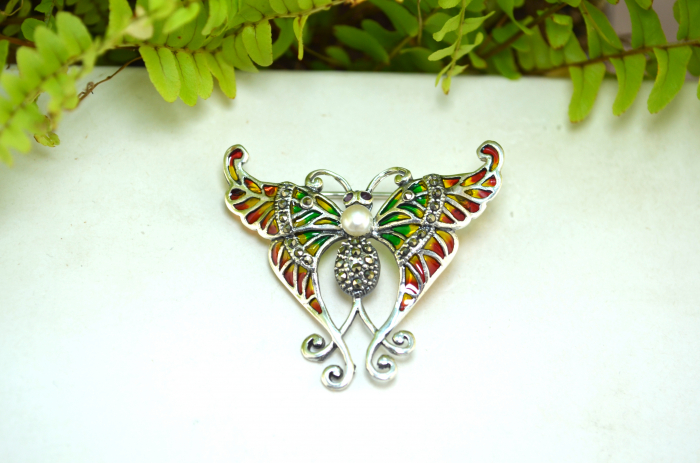 Brosa-pandant argint modernista, model Fluture [4]
