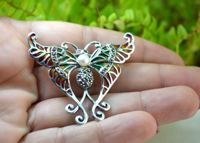 Brosa-pandant argint modernista, model Fluture [2]