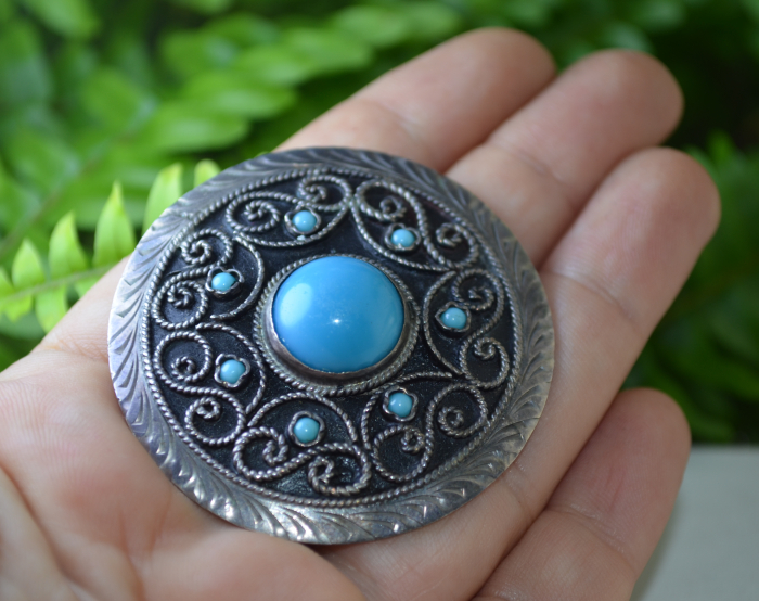 Brosa-pandant argint vechi, Turquoise [3]