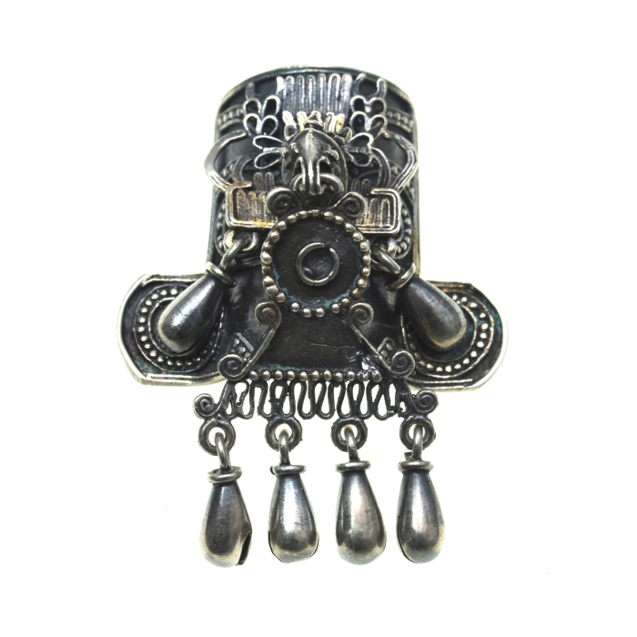 Brosa pandant argint vintage, design precolumbian Monte Albán [1]