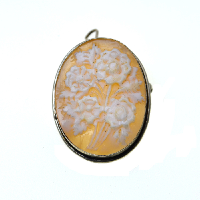 Brosa-pandantiv argint vintage, camee autentica [1]