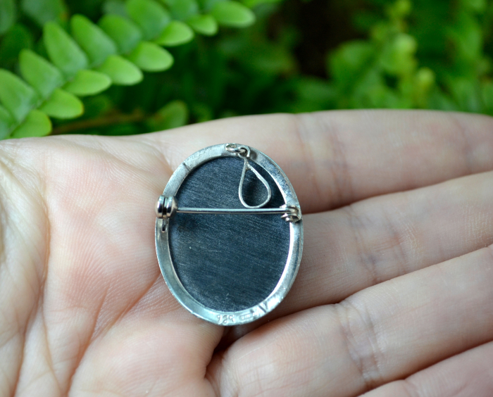 Camee autentica brosa pandantiv argint realizata manual sidef mother of pearl [3]