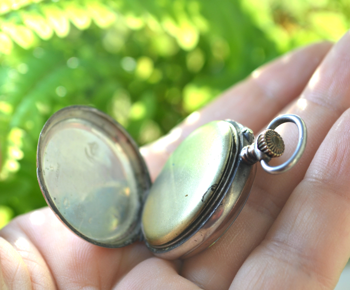 Ceas buzunar antic argint, Art Nouveau [4]