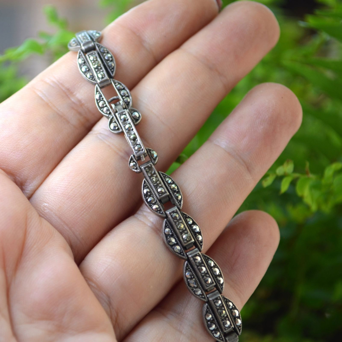 Ceas mecanic AVIA cu bratara din argint si marcasite A Vintage Collection [4]