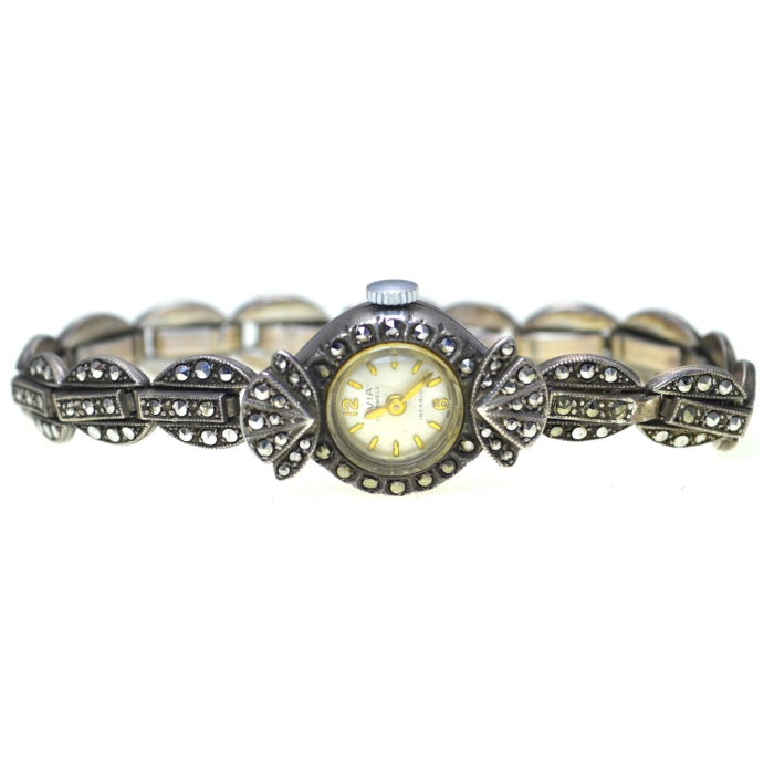 Ceas mecanic AVIA cu bratara din argint si marcasite A Vintage Collection [1]