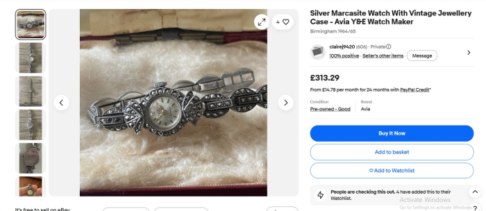 Ceas mecanic AVIA cu bratara din argint si marcasite A Vintage Collection [3]