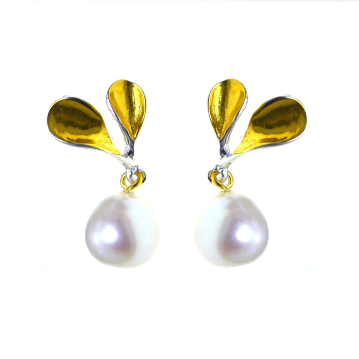 Cercei argint aurit perle naturale baroque [1]